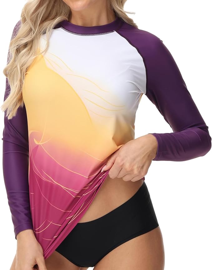 VAYAGER SPORTS Women's UPF 50+ Long Sleeve Rash Guard - Quick Dry Swim Shirts