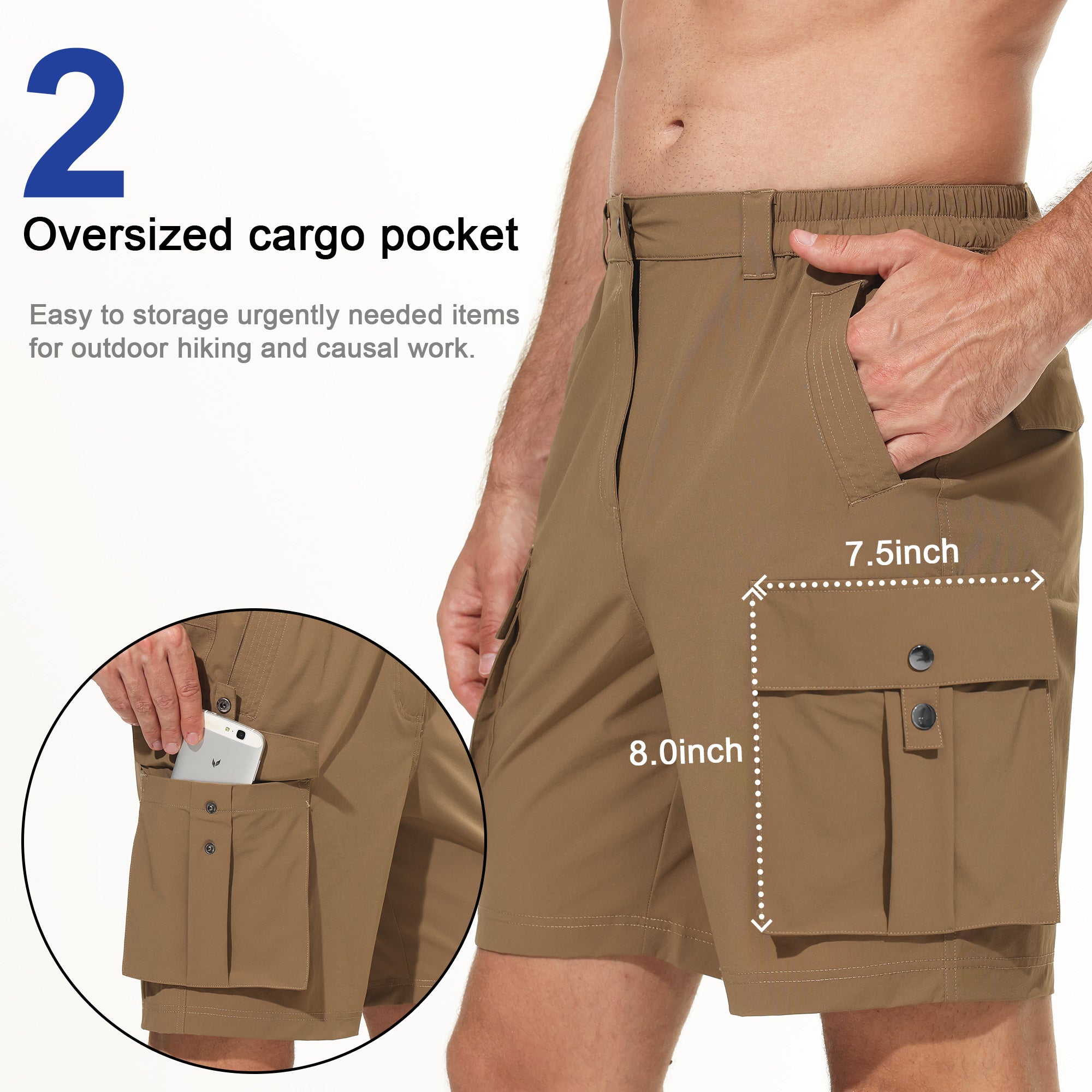 VAYAGER Men's Hiking Cargo Shorts Quick Dry Lightweight Multi