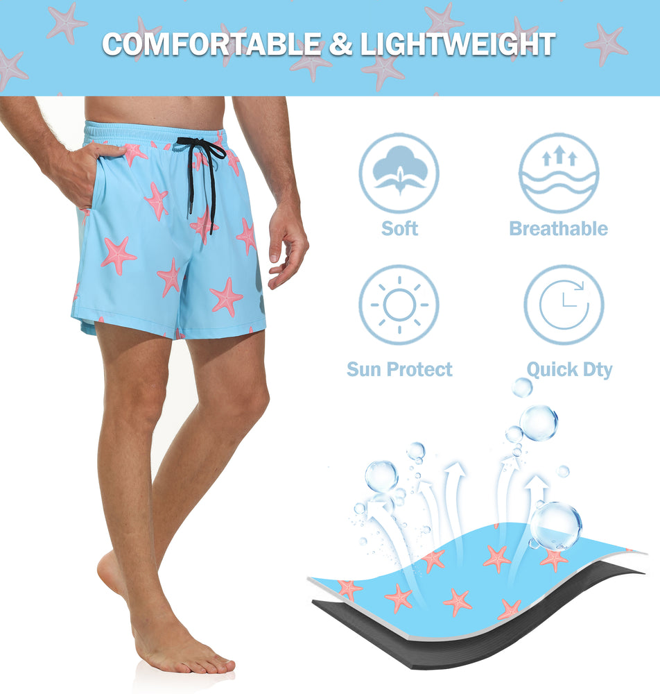 VAYAGER SPORTS Men's Swim Trunks with Compression Liner - 5 Inch Quick Dry Swim Shorts