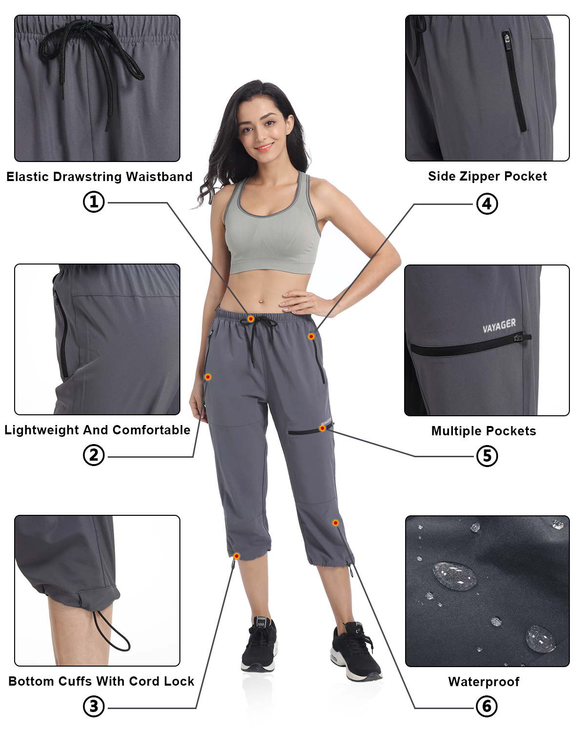 Women's Cargo Capri Pants Hiking Cropped Pants Lightweight Quick Dry  Joggers Athletic Workout Casual Outdoor Shorts