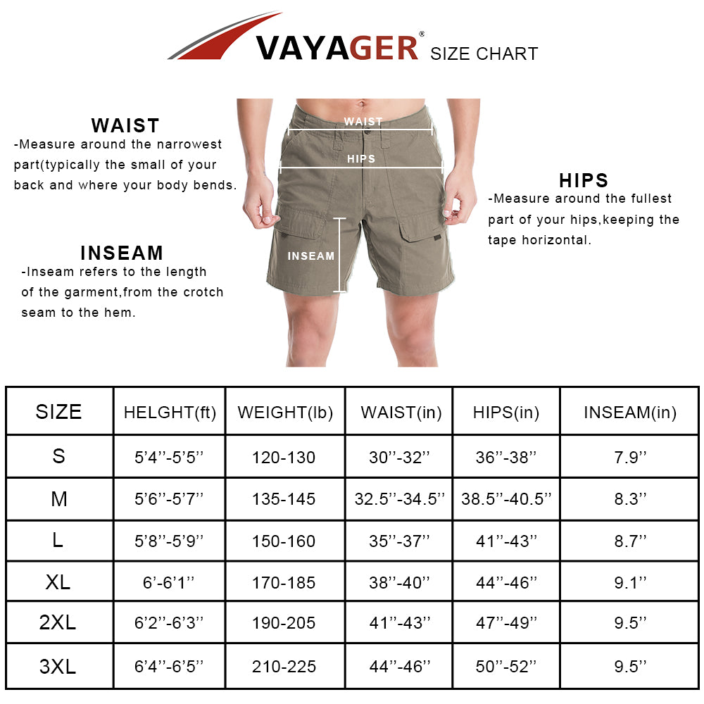 VAYAGER Men's Cargo Shorts 100% Cotton Lightweight Multi Pocket Casual Outdoor Hiking Shorts