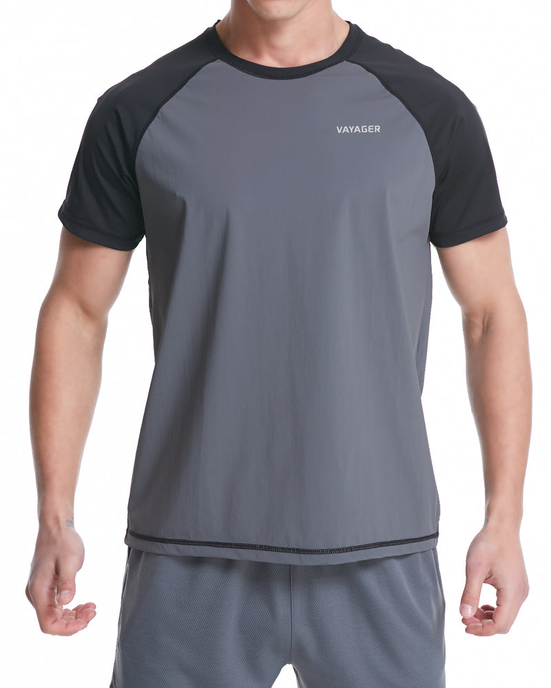 Men's Swim Shirts UPF 50+ Short Sleeve Quick Drying Rashguard Crew